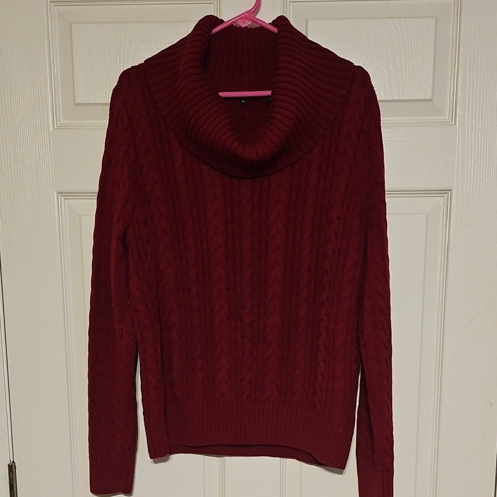 JEANNE PIERRE Maroon Cowl Neck Sweater - Picture 2 of 11